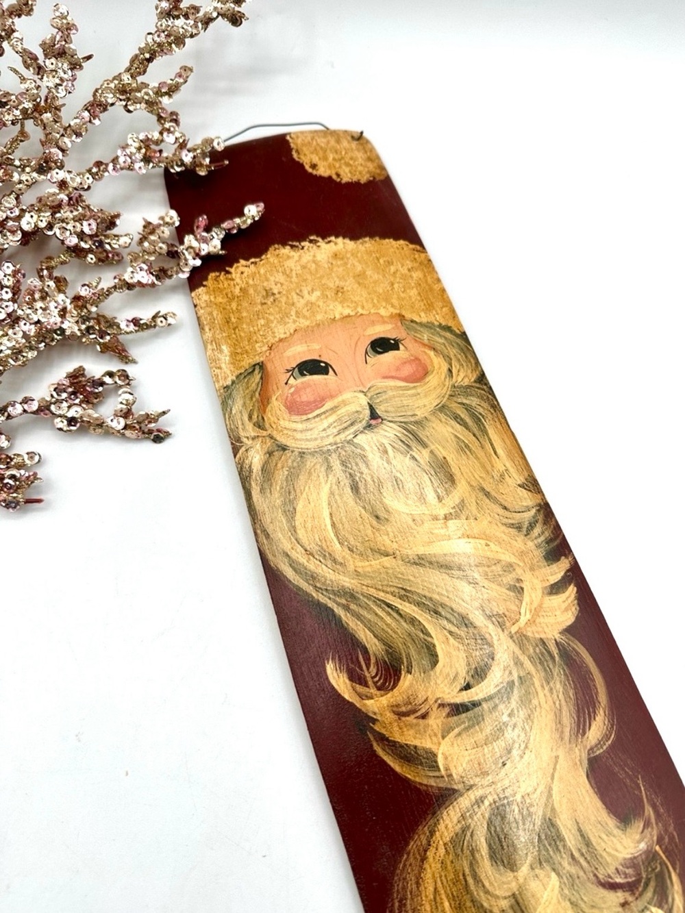 Vintage Wooden Santa Wall or Door hangar. Handmade and painted.
